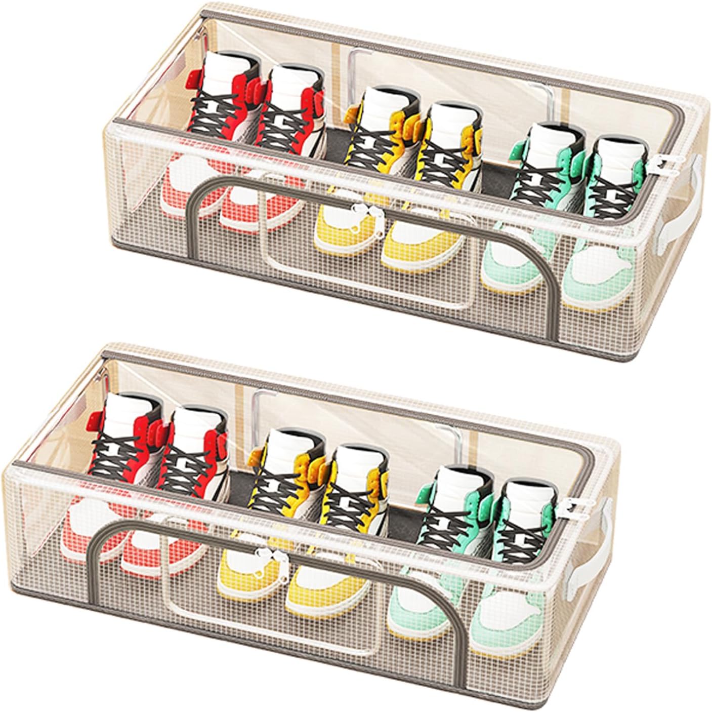 2er-pack Schuhaufbewahrung, Aufbewahrungsboxen, Hutaufbewahrung, Aufbewahrungsboxen Für Unter Das Bett, Faltbare, Stapelbare Aufbewahrungsbehälter Für Schuhe