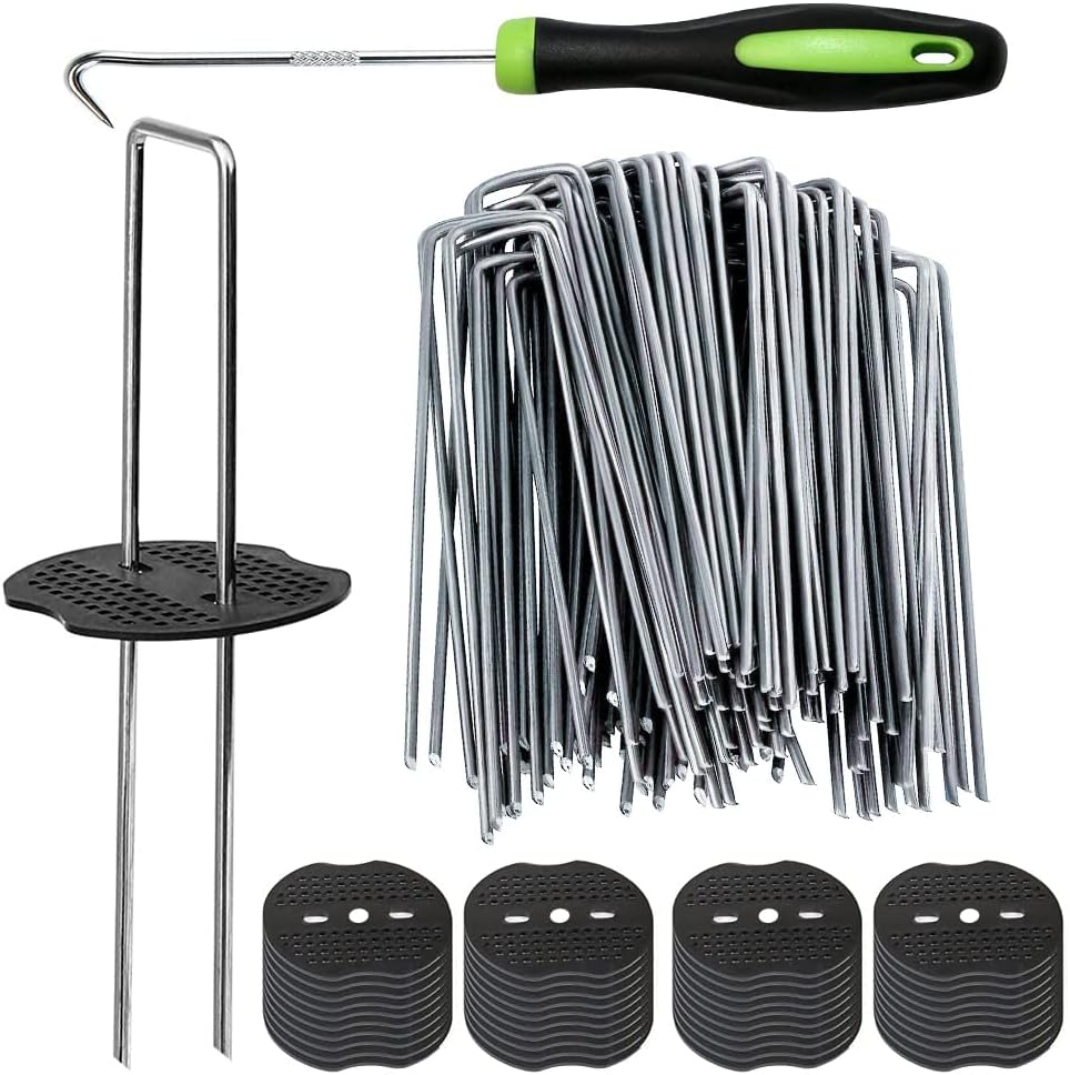 50 U-förmige Erdspieße + 50 Dichtungsringe – 15 Cm Lange, Verzinkte Gartenpfähle – Robuste Erdspieße – 15 Cm – 50 Stück