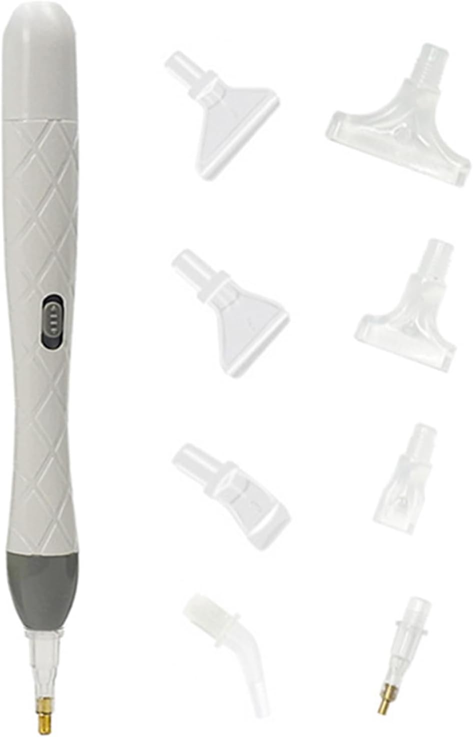 Elektrischer Diamantstift Mit 8 Spitzen – Mit Led Und Doppelspitze – Für Quadratische Und Runde Diamanten – Weiß