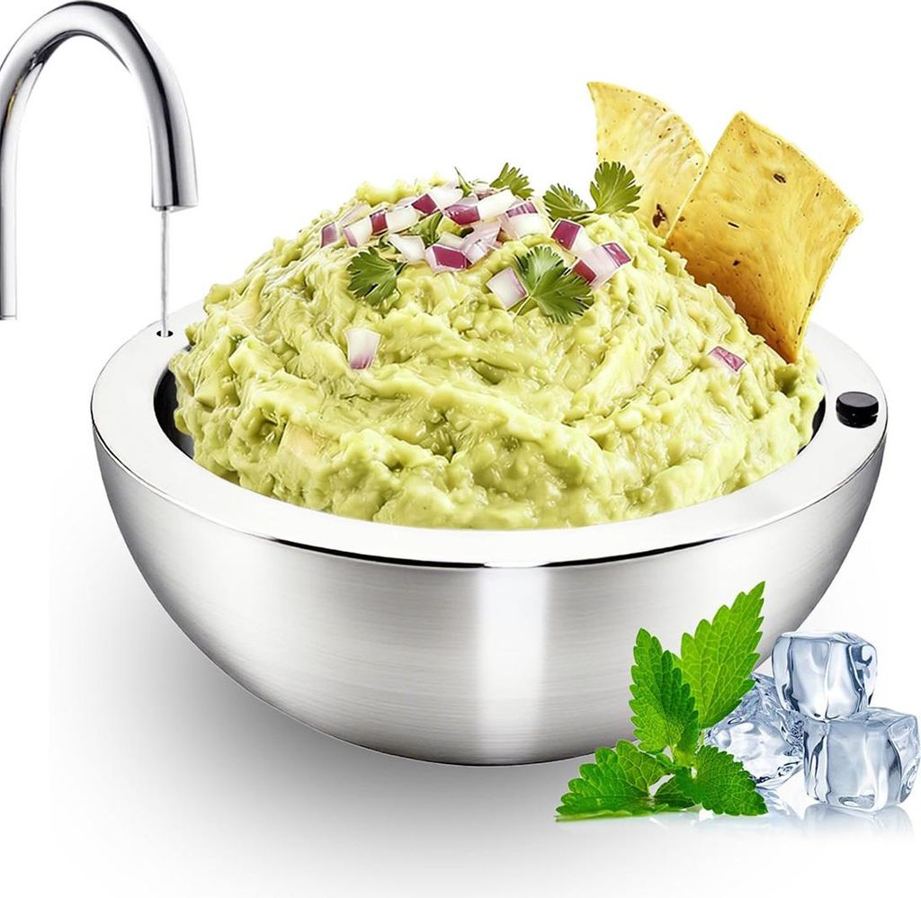 Salatschüssel – 1 Liter Fassungsvermögen, Isolierte Partyschüssel/salatschüssel Aus Edelstahl, Perfekt Für Partys Und Auch Geeignet Zur Aufnahme Verschiedener Saucen.