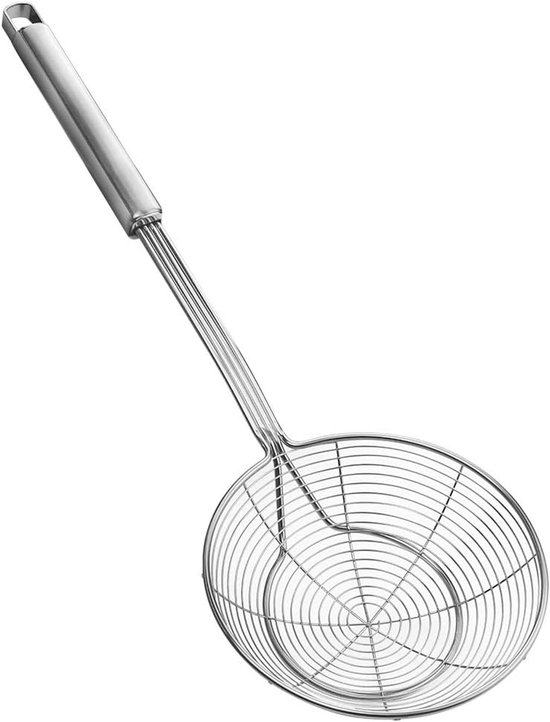 Schaumlöffel Aus Edelstahl In Spinnennetzform Mit Griff Zum Braten, Dämpfen Und Schöpfen, Durchmesser 14 Cm