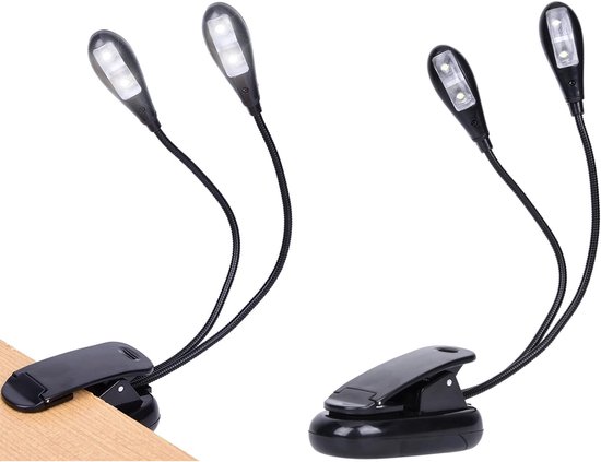 Zweiteiliges Notenständer-lampenset, 4 Led-leseleuchten, Klemm-klavierlampe, Usb-anschluss, Aa-batterien, Augenschonend, Tragbar, Schwarz