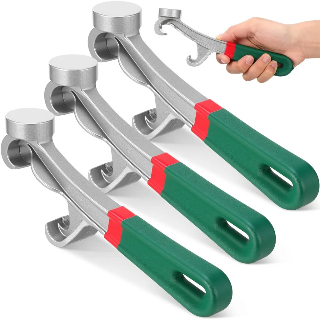 3 Universelle Eimerdeckelöffner, Aluminiumschlüssel, Grün, Rutschfest, Geeignet Für Lack Und Kunststoff, 210 Mm