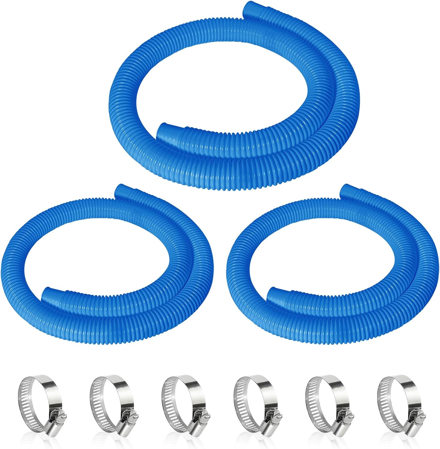 3-teiliges Poolschlauchset, 150 Cm Lang, 32 Mm Innendurchmesser, Ersatzschlauch Für Poolpumpen, Filterpumpenschlauch Für Aufstellpools – Blau
