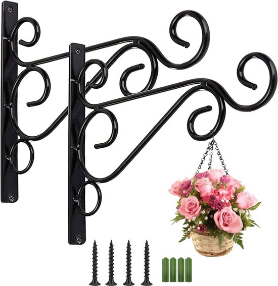 Pflanzenhaken – 2er-pack – 31 Cm – Blumenhaken – Wandhaken – Für Pflanzen, Vogelfutterhäuschen, Windspiele, Laternen, Duftlampen – Schwarz