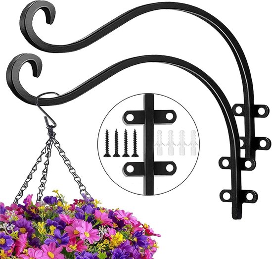 2er-pack Hängekorbhalter Für Den Außenbereich (40,5 X 28 Cm) – Robuster Metallhaken Für Blumentöpfe, Vogelfutterhäuschen, Windspiele Und Laternen