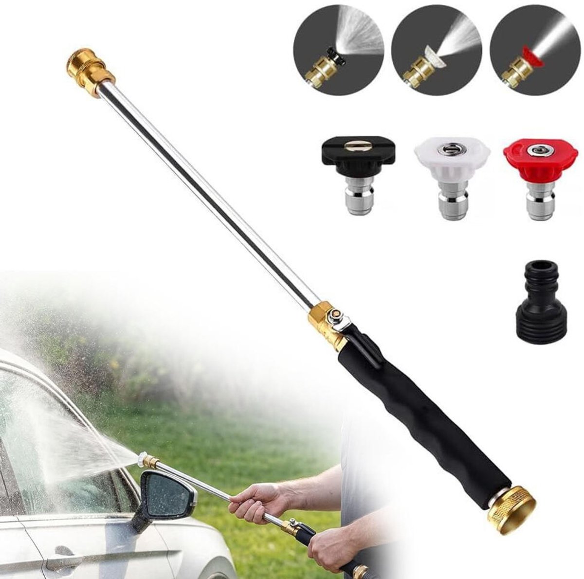 Hochdruckreiniger – Hochdruckspritze – Autowaschpistole – Hochdruckreiniger Mit 3 Düsen – Turbo-waschgerät – Gartenschlauchanschluss – Wasser