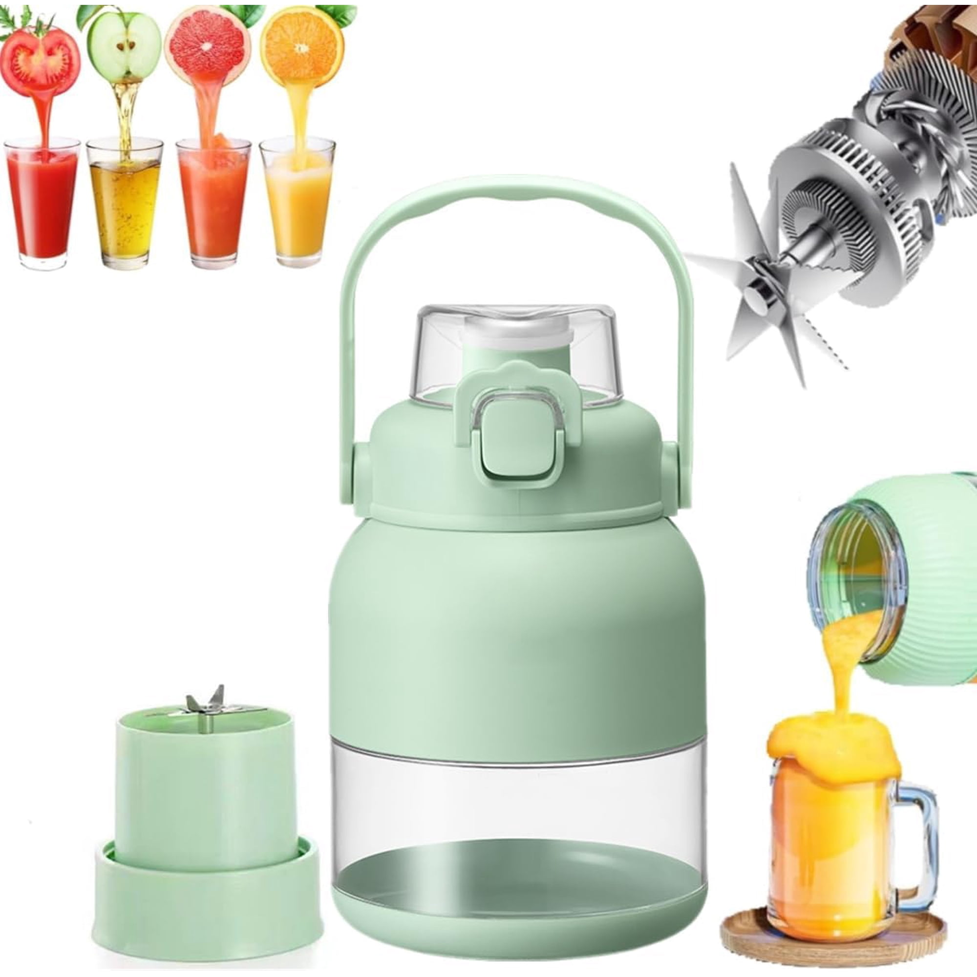 Elektrische Zitruspresse 800ml, Tragbarer Mini-mixer, Persönlicher Reise-kaltpress-entsafterbecher, Multifunktionaler Kabelloser Entsafterbecher Mit Großem Fassungsvermögen.