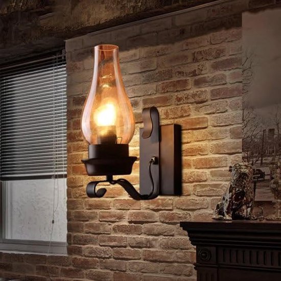 Wandleuchte Im Landhausstil – Retro-landhausstil – Industrielles Glas – Geeignet Für Arbeitszimmer, Schlafzimmer, Wohnzimmer, Flur Und Kamin.