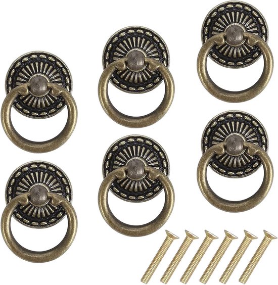Schubladengriff-set Aus Messing (6-teilig), Vintage-design, Antike Möbelgriffe, Zinklegierung, Schrankgriffe, Schminktischgriffe