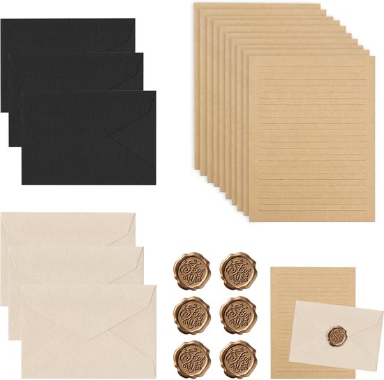 22-teiliges Briefpapier-set – Vintage-papier, Umschläge, Kraftpapier – Verstärkte Umschläge Mit Leinenstruktur – Handgeschriebene Briefe – 16,2 X 11,4 Cm