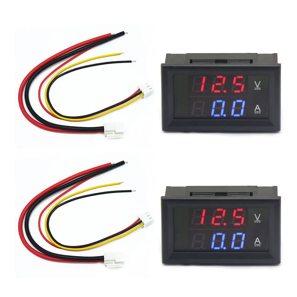 2 Stück 0,28" Led-voltmeter-amperemeter, Rote Und Blaue Detektor-spannungs-amperemeter-panel-ampere-voltmeter, Dc 0-100v 10a Für 12v/24v Ampere