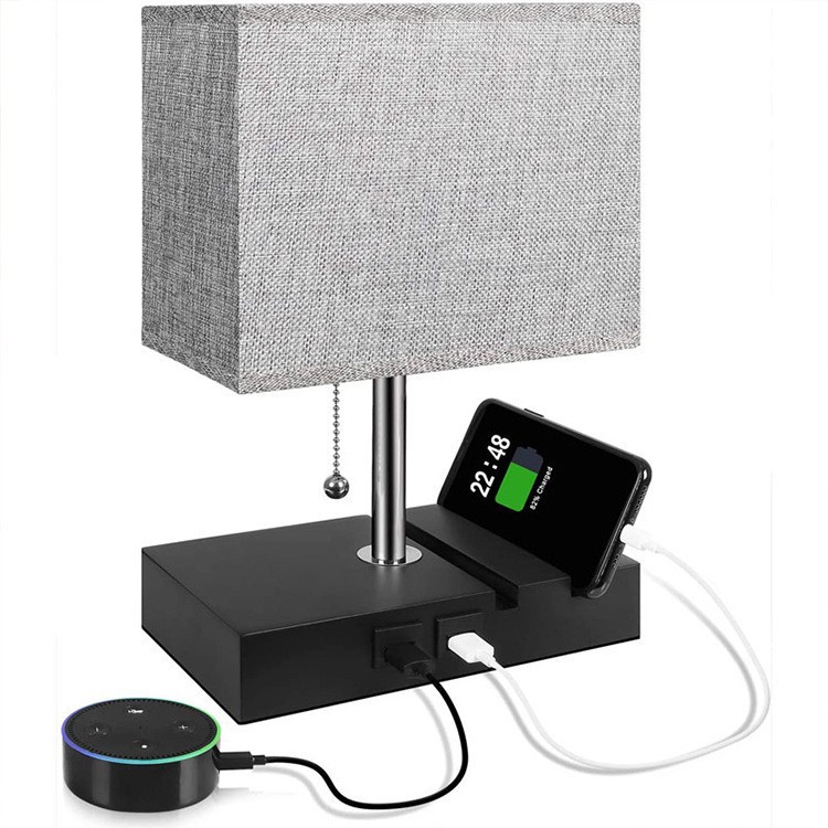 Stoff-nachtlicht – Handyhalterung – Usb-anschluss – Ladeanschluss Für Handys – Leselampe – Dimmbare Nachtlampe Mit Touch-funktion Fürs Schlafzimmer
