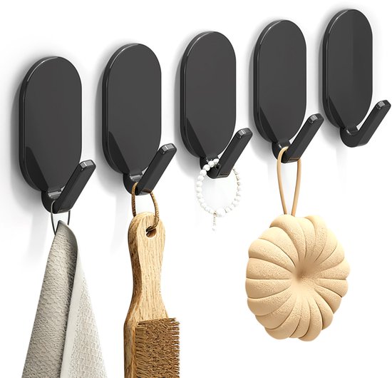 Wandhaken – 5 Stück – 2,1 X 3,1 X 5,9 Cm – Zum Aufhängen Von Mänteln, Schals Und Handtaschen – Kein Bohren Erforderlich – Selbstklebend