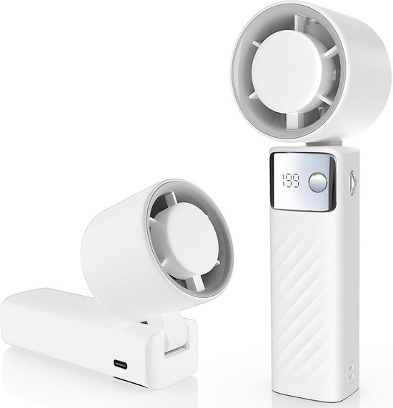 Mini-turbo-handventilator Mit 1-199 Windgeschwindigkeiten Und Led-anzeige (dunkelschwarz, 6,4 X 5,3 X 17,7 Cm).