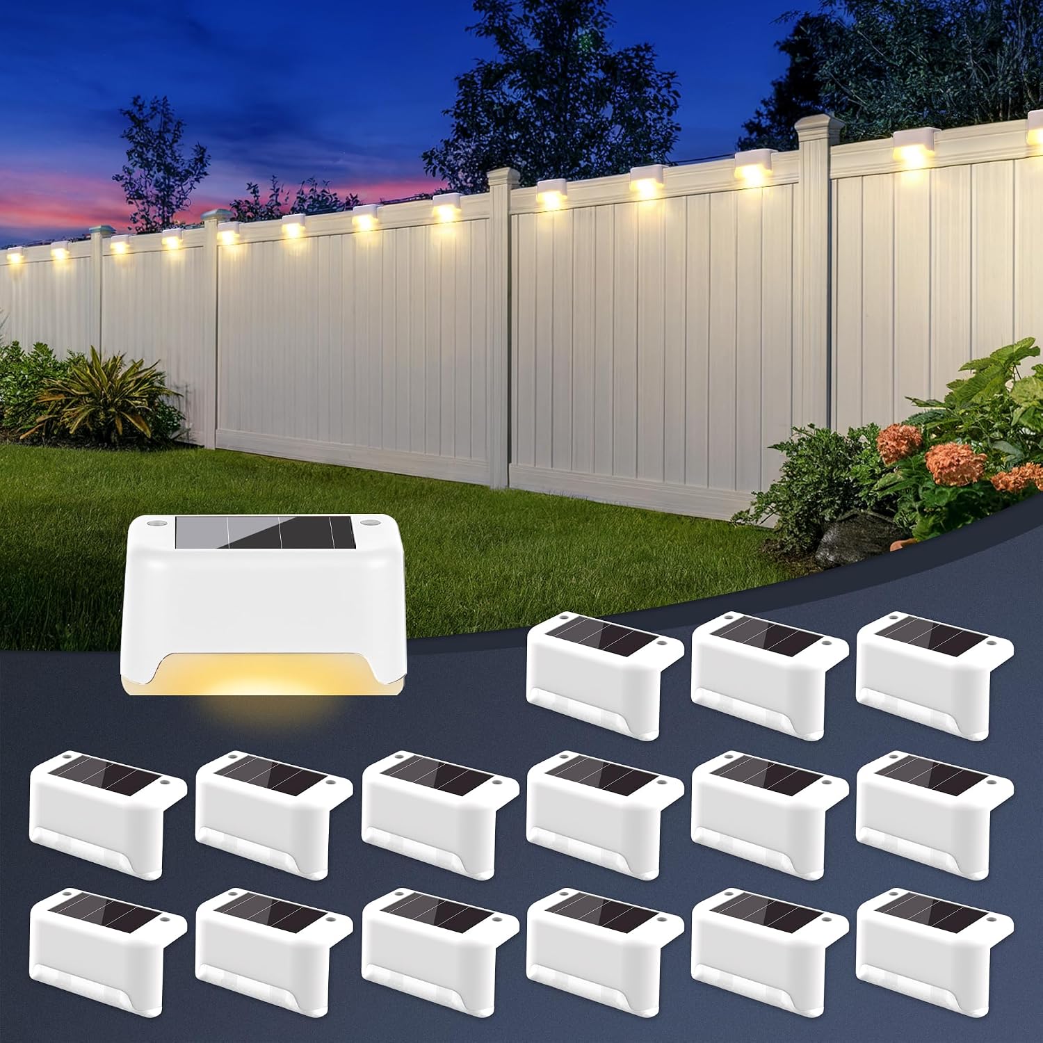 Solarleuchten Für Den Außenbereich, 16er-packung, Wasserdicht, Geeignet Für Außentreppen, Höfe Und Gärten (weißes Und Warmweißes Licht).