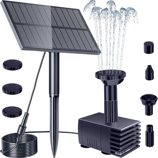 Biling Solarbrunnen, Geeignet Für Den Außenbereich, Mit Filter, Solarwasserpumpe, Geeignet Für Teiche, Schwimmbäder, Aquarien, 6 Düsen.