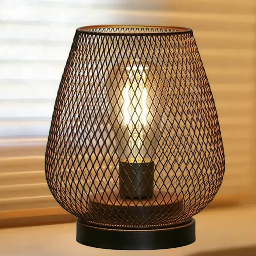 Nachttischlampe, Led-tischlampe, Tischlampe Aus Metallgewebe Mit Warmweißem Licht, Batteriebetriebenes Nachtlicht