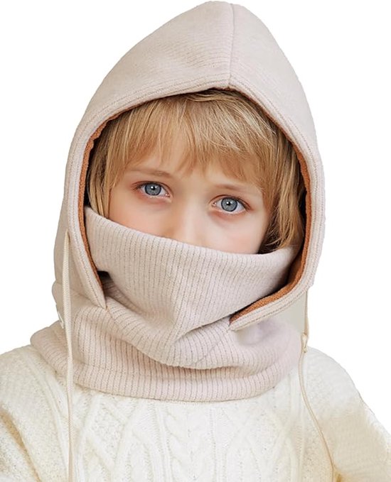 Winterliche Sturmhaube, Jungen, Mädchen, Mütze Und Schal, Halswärmer, Warme Mütze, Winddicht, Skifahren, Radfahren, Outdoor, Alter 4-10 - Beige