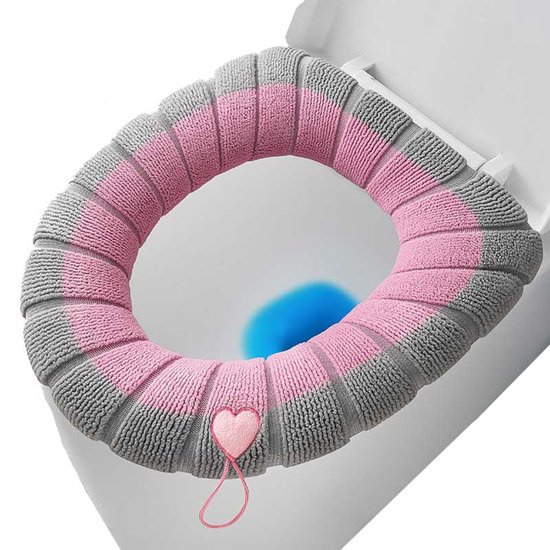 Weicher Wc-sitzbezug, Warmer, Dehnbarer Deckelbezug Mit Griff, Für Die Meisten Ovalen Wc-sitze, Winter – Grau, Blau