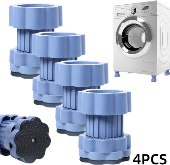 Blaues 4-teiliges Antivibrations-fußpad-set Für Waschmaschinen, 6,8 X 8–11 Cm