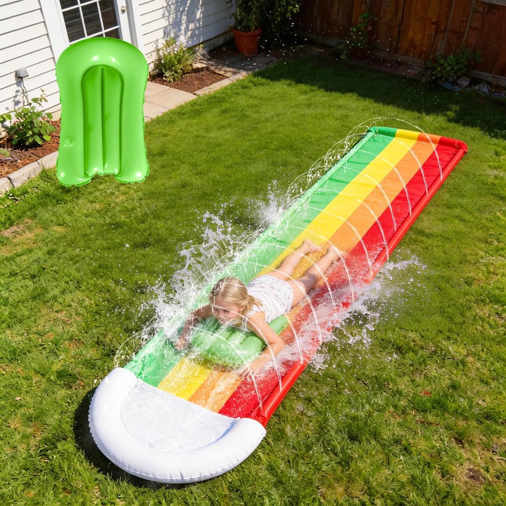 Aufblasbare Wasserrutsche 480 X 76 Cm, Wasserrutsche Mit Bodyboards, Aufblasbare D-förmige Wasserrutsche Für Sommerpartys, Outdoor-aktivitäten, Strand