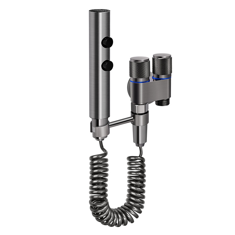Handbrause-bidet, Edelstahl-handbrause-aufsatzset Mit Doppelschalter, G1/2-anschluss, Für Haustiere, Windelwäsche (grau)