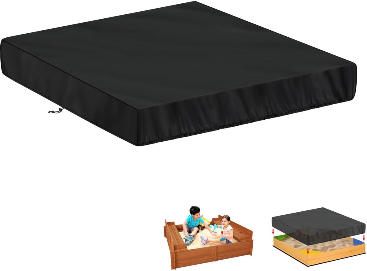 Sandkastenabdeckung 200x200x20cm, Wasserdichte Sandkastenplane Mit Kordelzug, 420d Oxford-gewebe, Winddicht