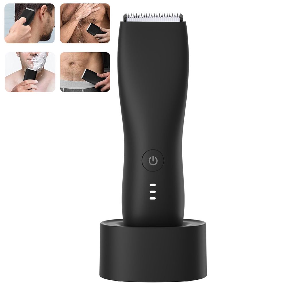 Elektrischer Körper- Und Intimrasierer Für Männer – Wasserdicht, Inklusive Verstellbarer Aufsätze Und Usb-c-ladestation.