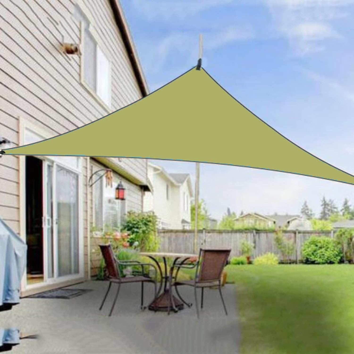 4x4x4 M Grünes Dreieckiges Sonnensegel, Wasserdicht, Atmungsaktiv, Uv-beständig, Für Terrasse, Garten Und Hinterhof