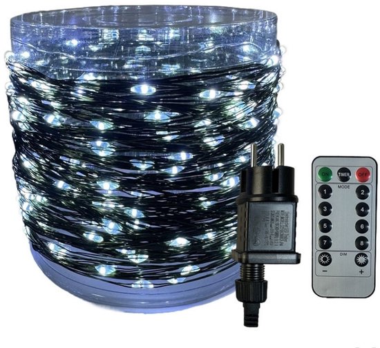 Wasserdichte Led-lichterkette „century Of Lights“ – Weihnachtsbeleuchtung Für Den Außenbereich – 8 Beleuchtungsmodi – Fernbedienung – Grünes Kabel – Kaltweiß – Timer