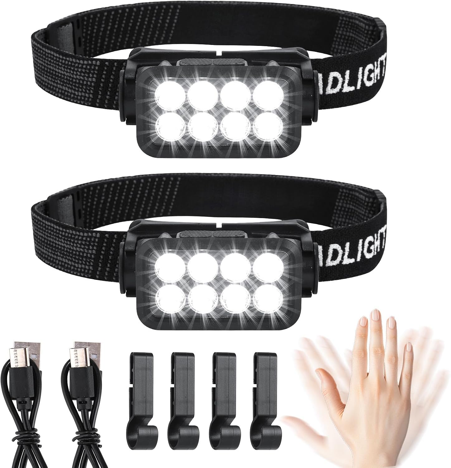 Stirnlampe Mit 2000 Lumen, Für Kinder Geeignet, Led-stirnlampe Mit Batteriebetrieb Und 6 Leuchtmodi, Inklusive Aaa-batterien, Zum Joggen