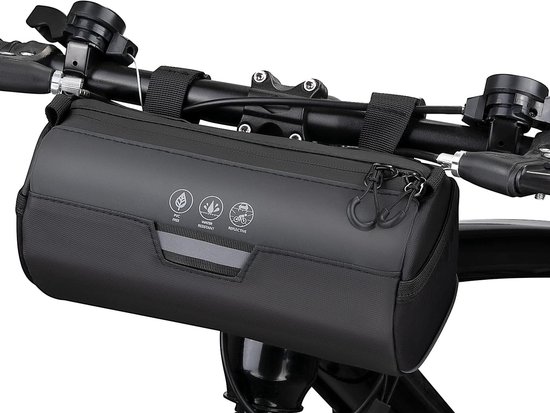 Wasserdichte, Zylindrische Fahrradlenkertasche (2 Liter) – Große, Reflektierende Ausführung – Wasserdichter Reißverschluss Und Schultergurt