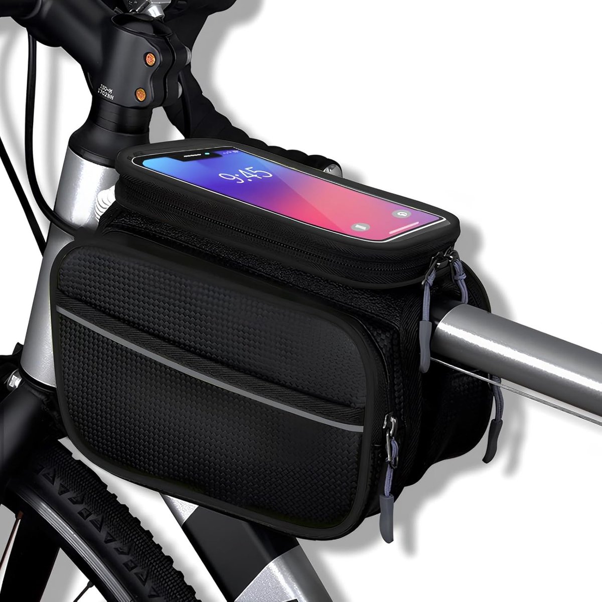 Fahrradtasche – Wasserdichte Rahmentasche Für Rennräder – Wasserabweisend – Touchscreen-kompatibel – Handyhalterung – Aufbewahrungstasche – Schwarz
