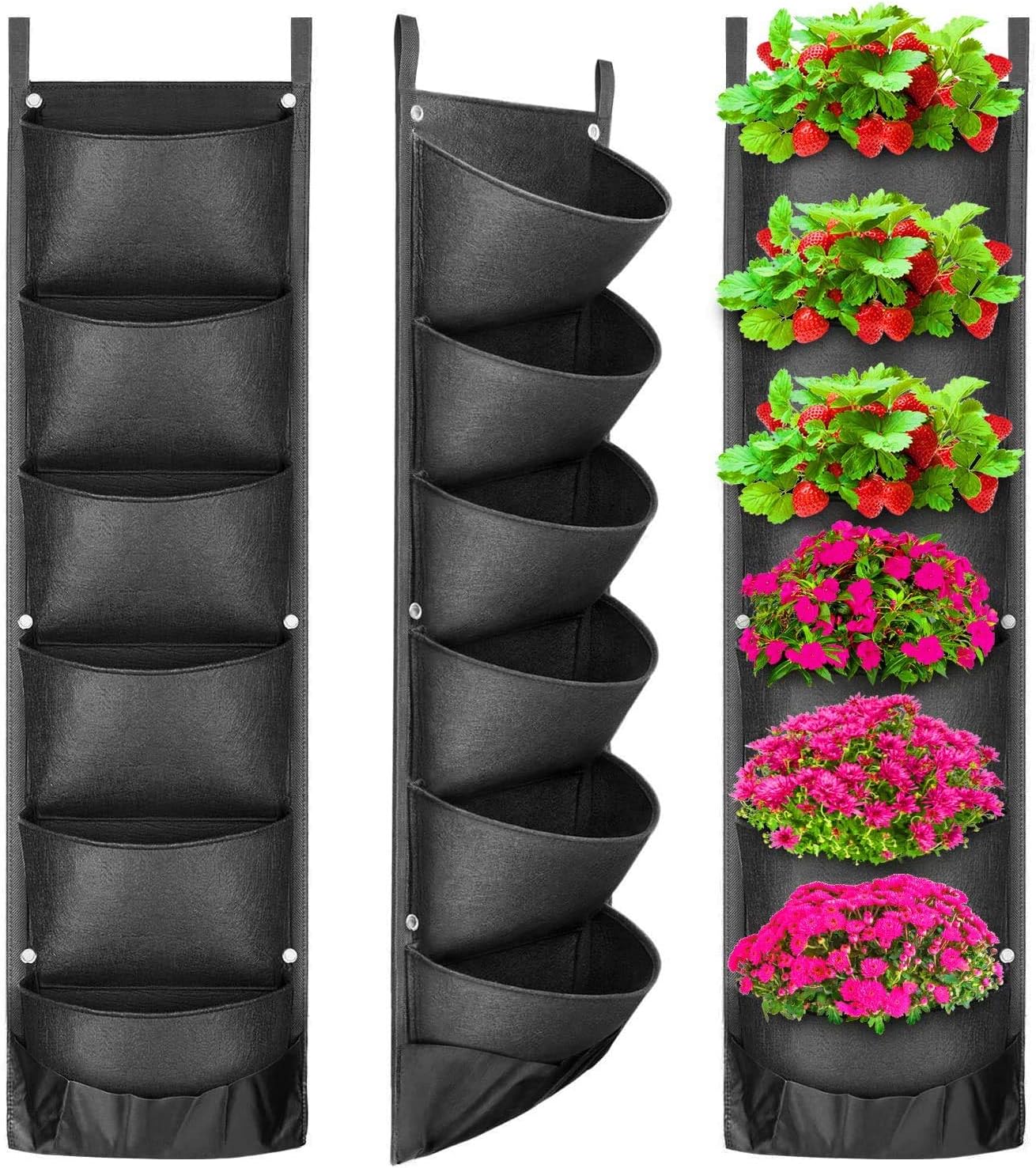 2er-pack Hängende Filz-pflanzbeutel Mit Tiefen Taschen Für Gartenpflanzen, Balkone Und Wanddekoration