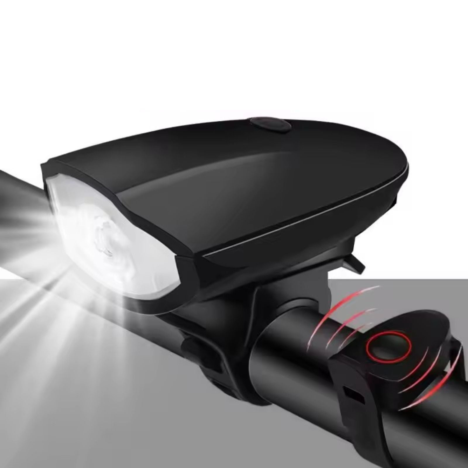 Schwarze Fahrradlampe Mit Usb-led, Wasserdicht Und Mit Hupe Mountainbike-nachtscheinwerfer.