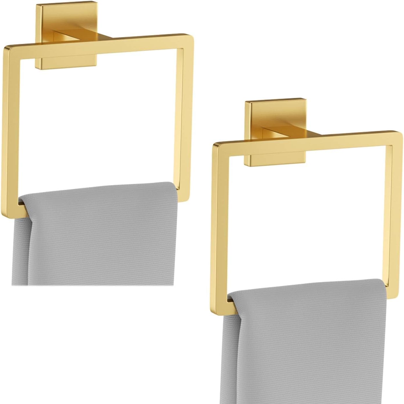 2-teiliger, Quadratischer Handtuchring Aus Gebürstetem Gold, Handtuchhalter, Moderner Wandhandtuchhalter Aus Edelstahl Sus304 Zur Badezimmermontage