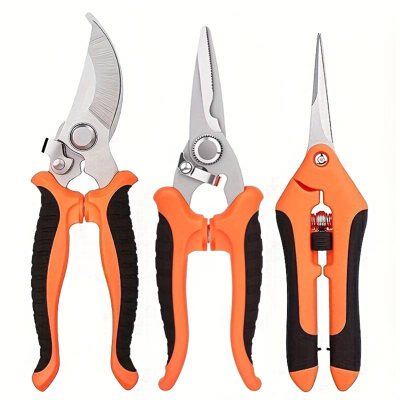 3-teiliges Gartenscheren-set, Mit Rutschfesten Griffen, Federn Für Müheloses Schneiden Und Modernen Metallklingen Für Effizientes Gärtnern