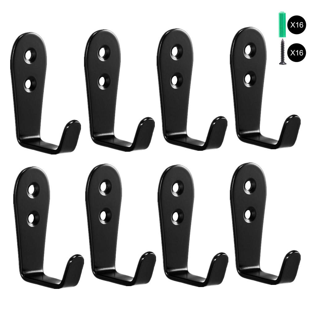 8 Wandhaken, Garagenhaken, Wandhaken Für Hüte, Bademantelhaken, Robuste Kleiderständer (8er-pack, Schwarz)