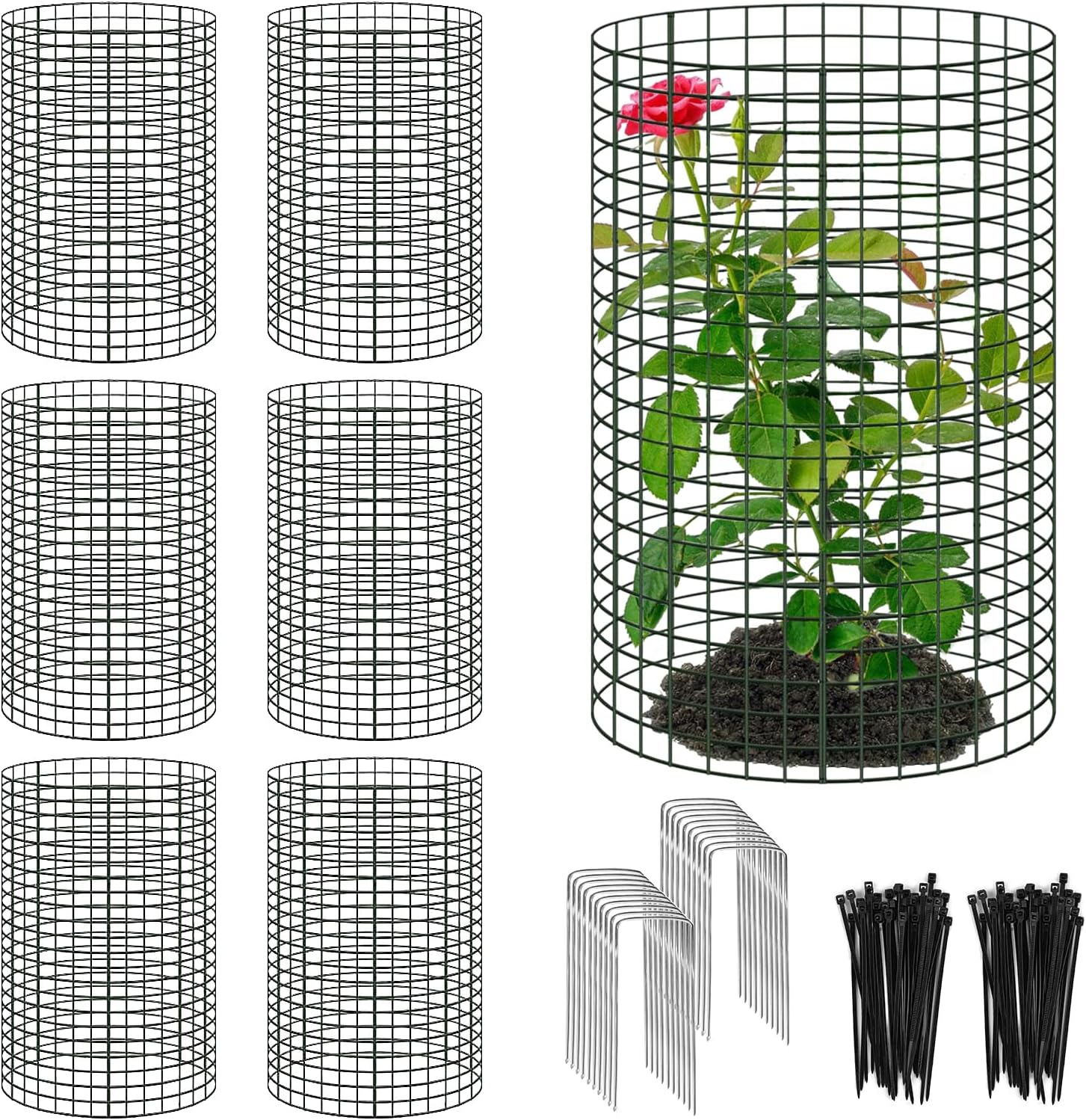 18 Große Pflanzenschutzkäfige Aus Metall (30 X 30 Cm) – 6 Sets Mit Hühnerdraht-pflanzkäfigen Und Erdspießen (30 X 30 Cm) – 18 Stück
