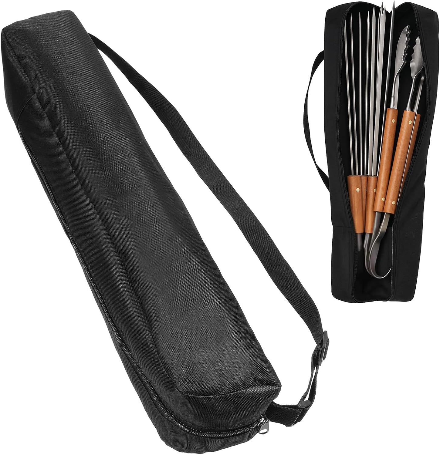 Aufbewahrungstasche Für Grillbesteck, Robuste Aufbewahrungstasche Für Grillbesteck Mit Griff, 57 X 10 Cm, Tragbar, Schwarz, Geeignet Für Camping Und Wandern, Grillen.