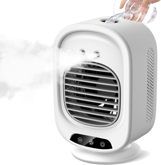 Tragbarer 2-in-1-ventilator Mit Klimaanlage, Weißes Komfortmodell, 3 Geschwindigkeitsstufen, Usb-anschluss