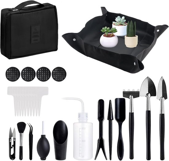 28-teiliges Mini-gartenwerkzeugset, Inklusive Wasserdichter Gartenmatte Und Aufbewahrungstasche – Geeignet Für Den Innen- Und Außenbereich.