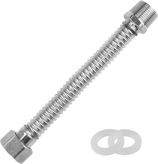 20 Cm Langer, Gewellter Edelstahlschlauch, 3/4 Zoll Ausziehbarer, Flexibler Schlauch, Anschlussschlauch Für Warmwasserbereiter, Toilette, Badewanne, Langlebiger Universal-schlauchdichtungsring