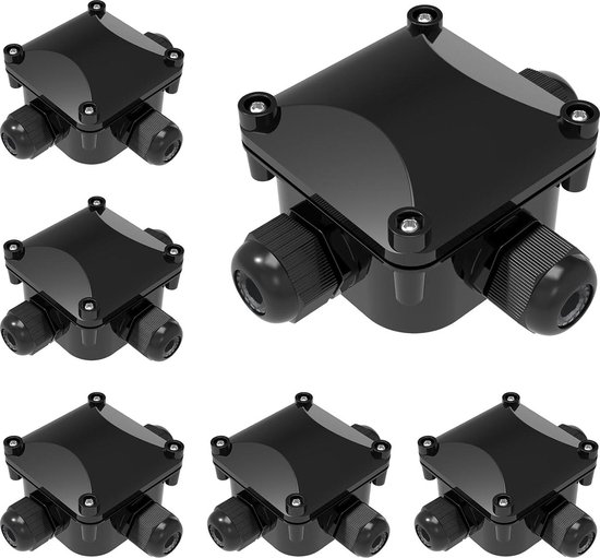 Wasserdichte Ip68-anschlussdose Für Den Außenbereich – 6er-pack – Kabelverbinder – T-anschlussdose – Schwarze Einbaudose