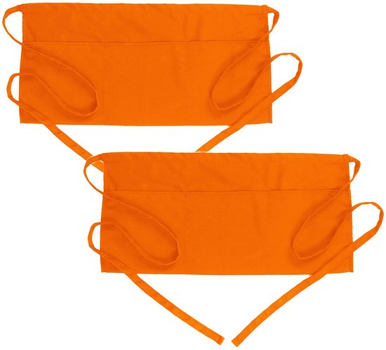 Zweiteilige, Wasserdichte Polyester-hüftschürze Mit 3 Taschen Und Langem Gürtel, Unisex, Für Küche, Kellner, Barkeeper, Koch, Bäcker – Orange