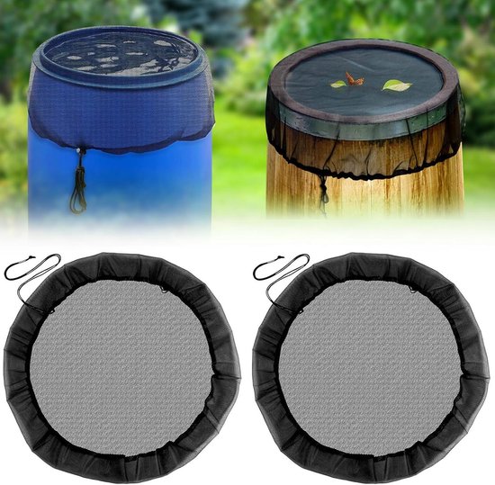 2er-pack Regentonnen-netzabdeckungen (95 Cm) Mit Verstellbaren Gummiseilen, Laub- Und Insektenschutz