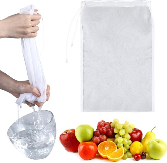 Set Mit 4 Waschbaren Bio-nussmilchbeuteln Für Selbstgemachten Saft Und Käse - Feinmaschiges Nylon-siebtuch - Wiederverwendbarer Filterbeutel (20 X 30 Cm)