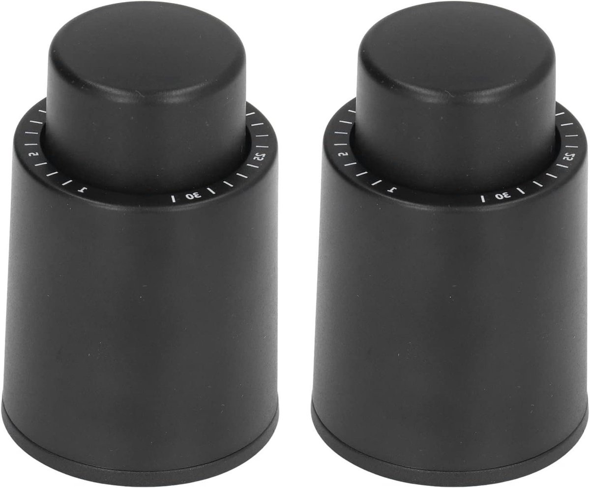 2er-pack Wiederverwendbare Silberne Vakuum-weinflaschenverschlüsse Mit Datumsgravur Und Druckverschluss