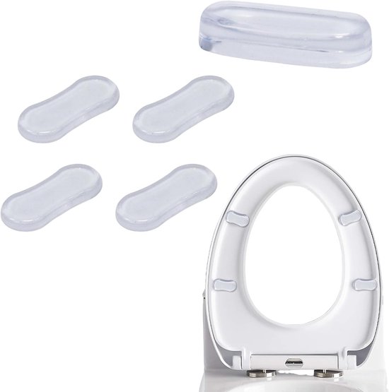 Wc-sitzpuffer-set (5-teilig), Stoßdämpfung, Silikon-toilettenaufsatz, Transparenter, Selbstklebender Geräuschdämpfer Aus Gummi Für Den Wc-deckel